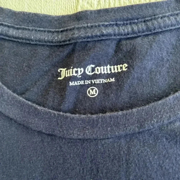 Y2K Juicy Couture Bedazzled Rhinestone Crown Logo Gold Pink Blue T-shirt Size M - Picture 9 of 12